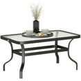 thumbnail image 1 of Outsunny Table Basse de Patio Extérieur de 37 Pouces, avec Dessus en Verre Trempé, Noir, 1 of 10