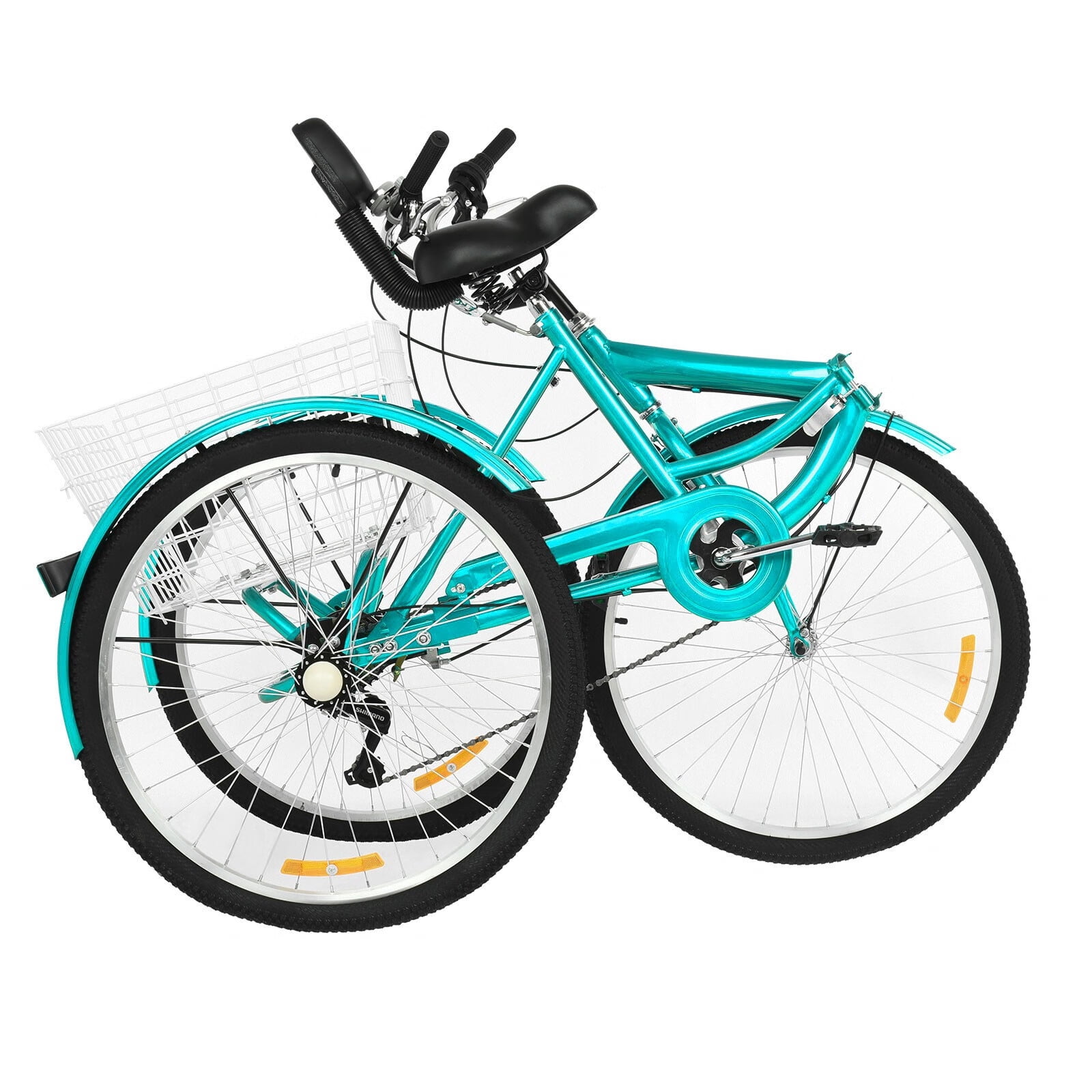 Buy CEY Adult Foldable Tricycle Cruiser Bike 26 in Wheels 7 Speed with Cargo Basket(Ship From US