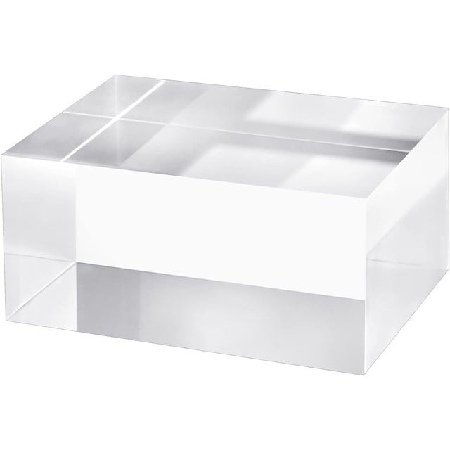 CiaoHER 2in Thickness Solid Acrylic Cube Display Block Clear Polished Pedestal Stand Riser Solid Base 2" x 3" x 4", 1 Pack