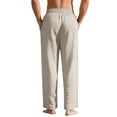thumbnail image 7 of LWavelet Mens Lightweight Linen Lounge Pants Elastic Waist Drawstring Sleep Pants Khaki L, 7 of 7