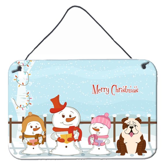 Carolines Treasures BB2452DS812 Merry Christmas Carolers English Bulldog Brindle White Wall or Door Hanging Prints 8x12