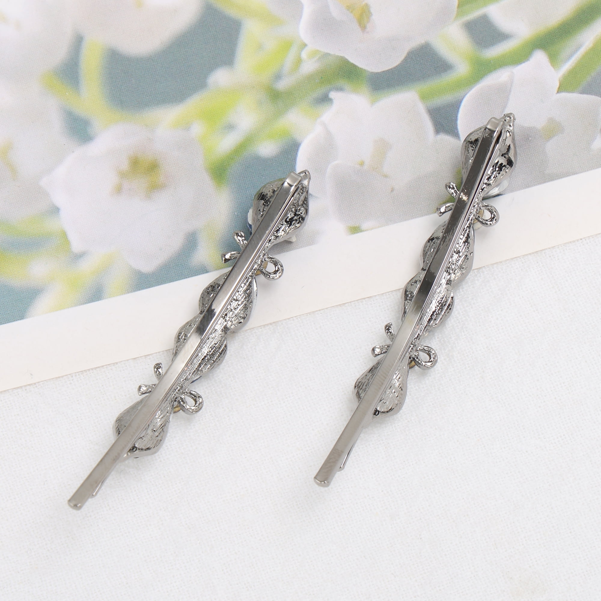 Unique Bargains Rhinestone Bow Bobby Pin Set 2 Hairstyles Blue, Black