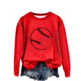 thumbnail image 4 of Bmisegm Sweat à Capuche Sans Manches pour Femmes, Col Rond, Imprimé Baseball, Rouge L, 4 of 5