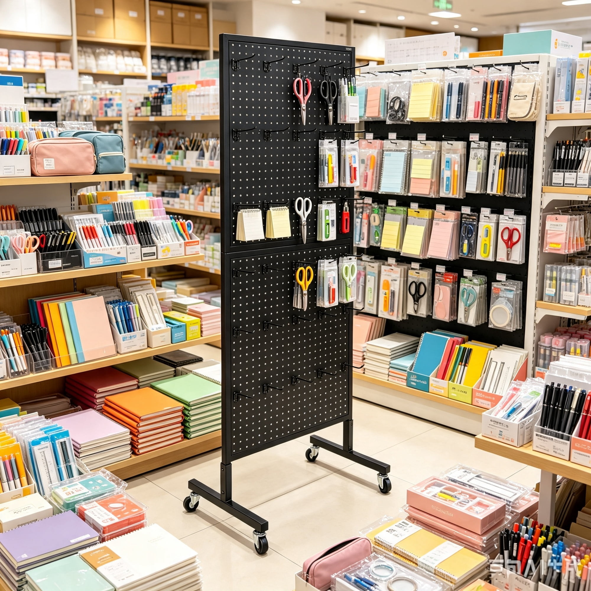 23.6 x 63 in Standing Pegboard Display Stand, with 30 Hooks for Grocery & Jewelry Shop