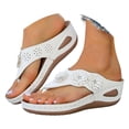 thumbnail image 5 of RotHome Platform Sandals for Women Wedge Heels Flip Flops Comfortable Dressy Slip On Thong Summer Shoes Adjustable Straps for Wedding Travel Daily Casual White, 5 of 9