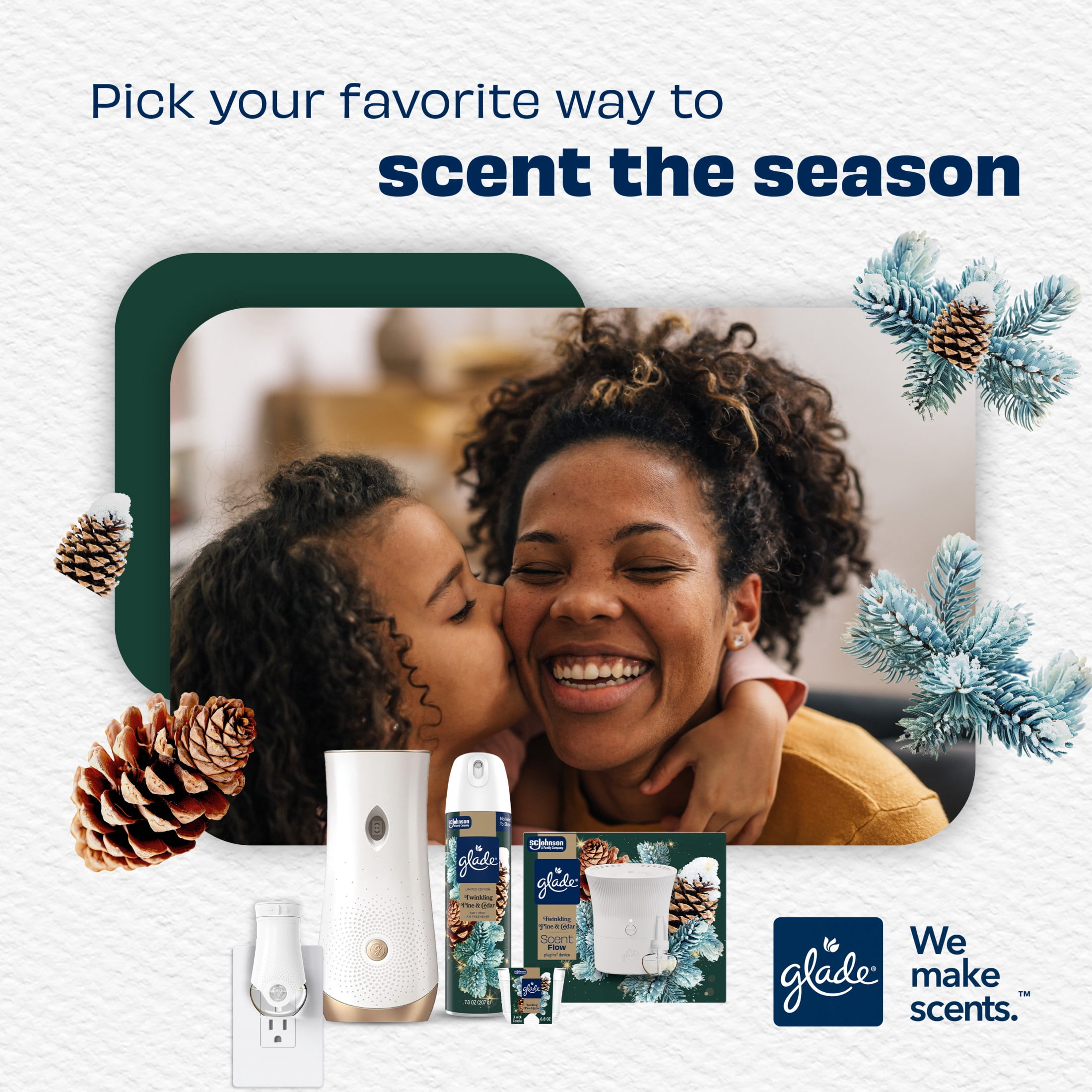 Glade® Scent Flow PlugIns® Air Freshener Starter Kit, Twinkling Pine & Cedar, 1 Device + 1 Refill, 0.67 fl oz