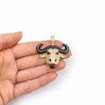 thumbnail image 3 of 14K Yellow Gold Simulated Diamond Red Eyes Bull Buffalo Pendant 1.6", 3 of 7