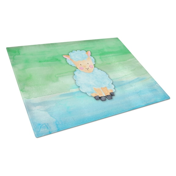 Sheep Lamb Watercolor Glass Cutting Board Large