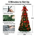 thumbnail image 6 of 6 Foot Pre-Decorated Pop-Up Holiday Tree, Pre-Lit with 200 Warm LED Lights, Decorated with Plaid Bows and Red Berries for a Rustic Country Christmas Theme, 6 of 9