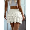 thumbnail image 6 of Flowy Skirts for Women Ruffle Bow-Knot Skorts Mini Skirts High Waisted Teen Gilrs Tennis Skort Summer Skirts White XL, 6 of 8