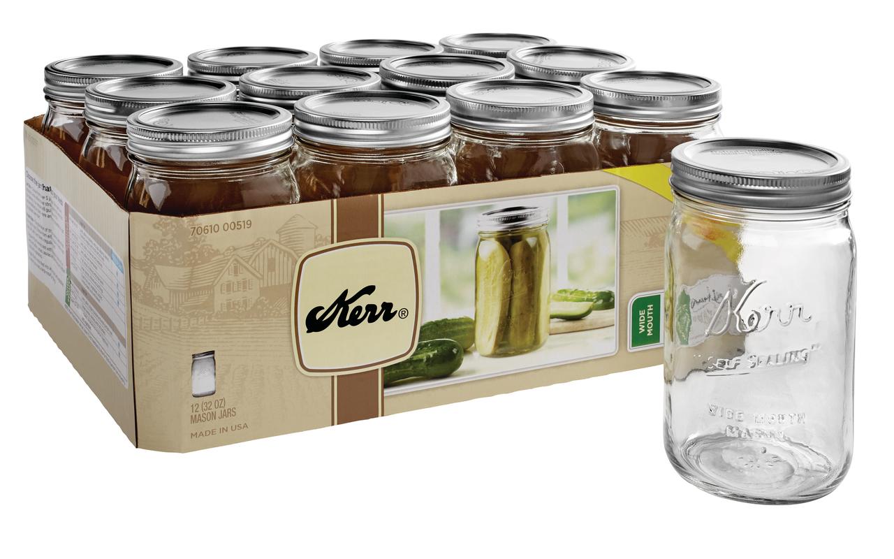 Paksh Novelty Wide Mouth 32 Oz Quart Canning Mason Jars w/Rings & Lids, 12  Pack, 1 Piece - Baker's