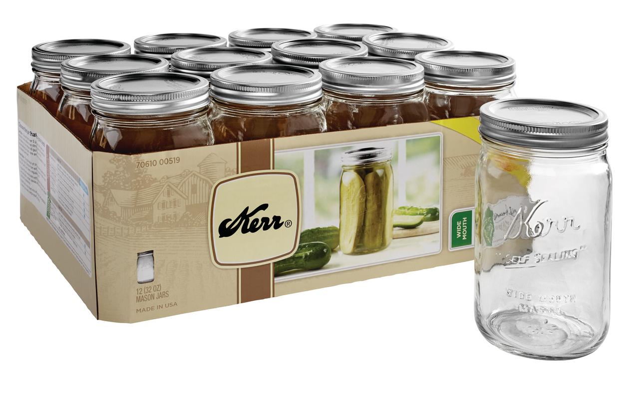 Kerr, Glass Mason Jars with Lids & Bands, Wide Mouth, 32 oz, 12 Count - image 4 of 5