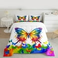 thumbnail image 2 of Homewish Cute Watercolor Butterfly Queen Comforter Set,Multicolor Graffiti Bedding Sets,Modern Aesthetic Art Bedding Comforter Set For Girls Teens,Luxury Bedroom Decor,3-Piece, 2 of 8