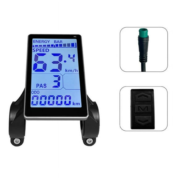 Electric Bike LCD Meter 5 Pin 24V 36V 48V 60V Universal Scooter M5 Panel Screen Waterproof Connector