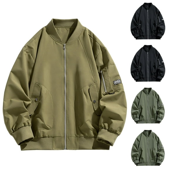 Zpanxa Men's Thermal Insulated Work Coat Windproof Round Neck Solid Color Long Sleeve Quick Dry Fabric Multi Pocket Outdoor Warehouse Jacket