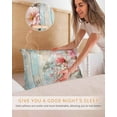 thumbnail image 5 of Hokiten Pillow Cases Queen Size Set of 2, Couch Pillow Covers, Pink Floral Satin Pillowcases with Zipper for Hair/Skin, Pastoral Flower Garden Vintage Wooden Grain 20x30 Inches, 5 of 6