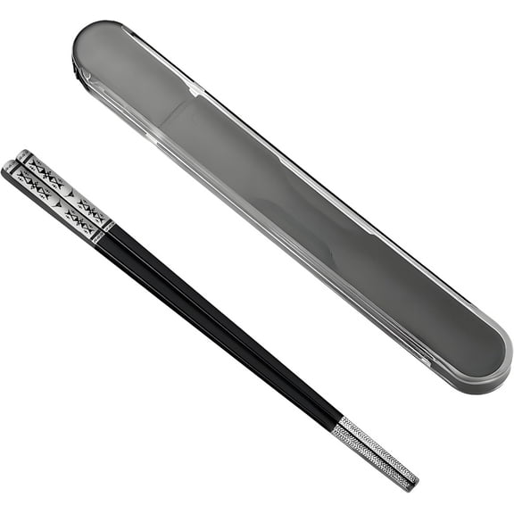 Metal Chopsticks Reusable 1 Pair Stainless Steel Travel Chopsticks Dishwasher Safe Square Lightweight Non-Slip Chop Sticks with case(Silvery)