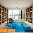 thumbnail image 2 of ODIKA 5'x7' Machine Washable Non-Slip Area Rug, Abstract Blue High Traffic Rug with Pad, Blue, 1028169, 2 of 8