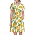 thumbnail image 1 of Bixox Robe d'Été à Manches Courtes pour Femmes Robe Ample Longueur Genou avec Poches-Ananas, 1 of 6