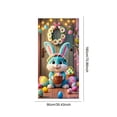thumbnail image 4 of Easter Decoration​ Blue Rabbit with Floral Headband Colorful Egg Basket Pattern Door Closure for Front Door Easter Gift Spring, 4 of 5