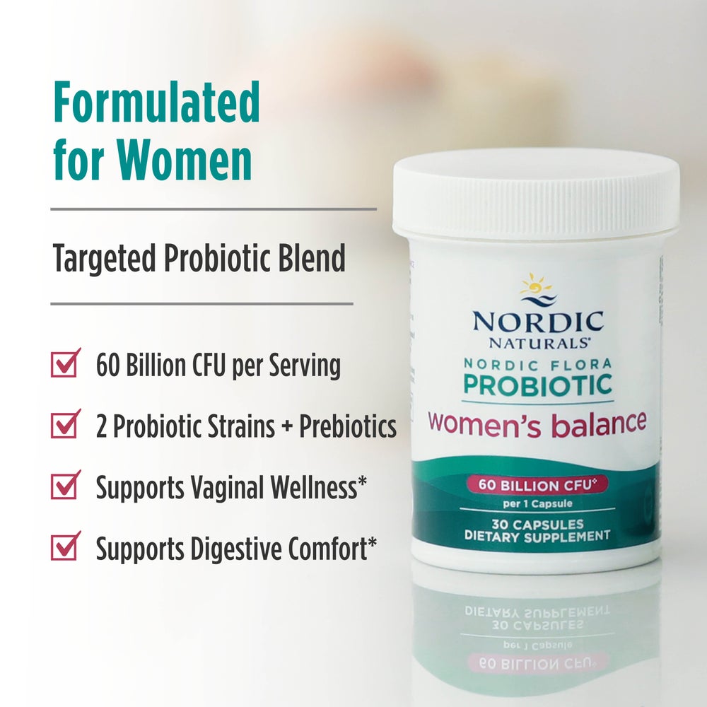 Nordic Naturals Nordic Flora Probiotic Women's Balance, Capsules, Vegan, 30 Ct