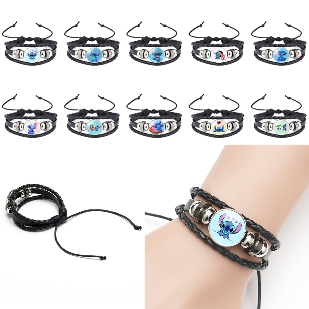 Stitch Woven Rope Bracelet, Lilo & Stitch Bracelet Leather Wristband,Girl  Bracelet, Interesting Gift, Birthday Gift-8 PCS
