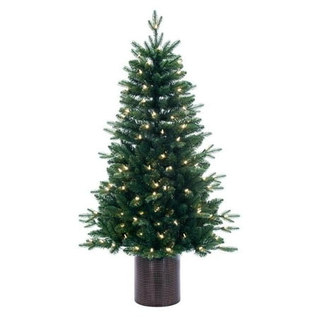 Vickerman B245046LED 4.5 ft. x 30 in. Potted Spruce Dura-Lit 120 Warm White Christmas Tree, Green