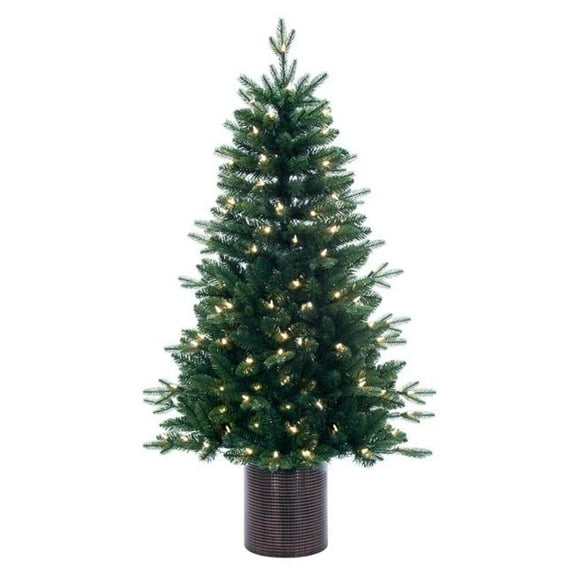 Vickerman B245046LED 4.5 ft. x 30 in. Potted Spruce Dura-Lit 120 Warm White Christmas Tree, Green