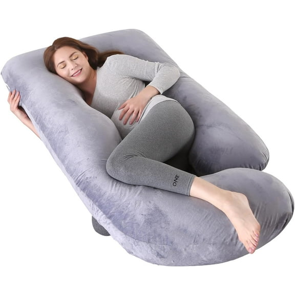 Ubravoo 66 Inch G-Shape Full Body Pregnancy Pillow, Abdominal Hips Back and Legs Best Support Side Sleeping Lumbar Protect Maternity Pillow, Ideal Relief for Pregnant Women Support