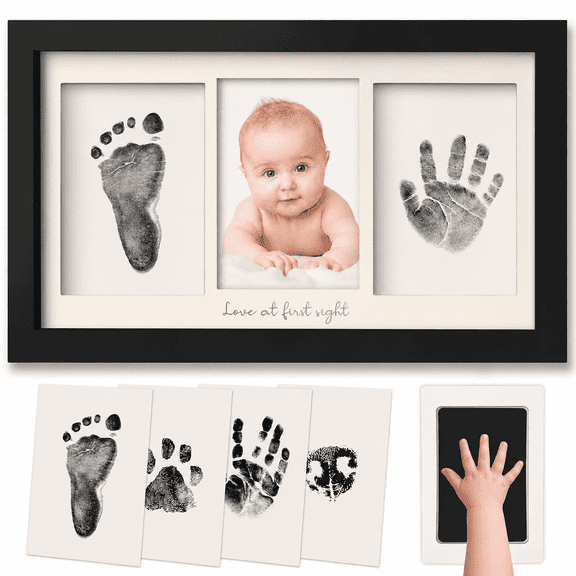 Inkless Hand and Footprint Kit,Clean Touch Ink Pads and Imprint Cards,Inkless Handprint Keepsake Frame, Newborn Nursery Picture Frame, Personalized New Mom Gifts for Baby Shower