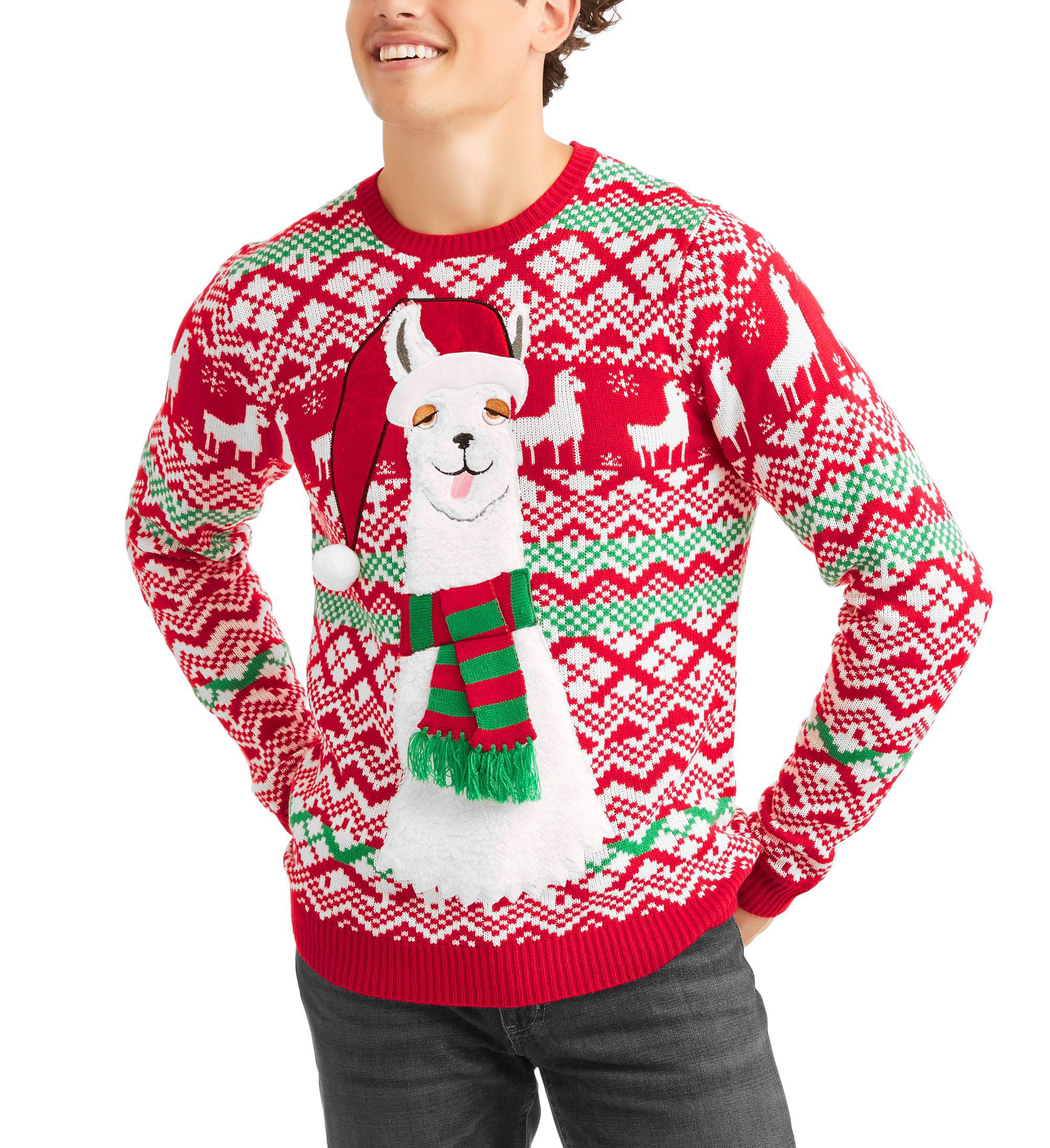 Ugly Christmas Sweater - Scarf Llama Men's Ugly Christmas Sweater ...