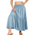 thumbnail image 5 of Women Skirt Fashion Women‘s Solid Color Casual Elasticity High Waist Tiered Skirts Skirt for Women Light Blue S, 5 of 9
