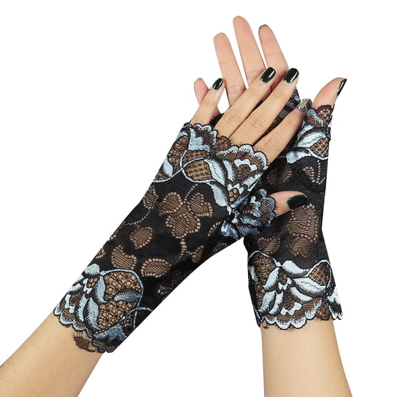Fingerless Gloves for Women Helii Short Black Lace Gloves Sunblock Retro Elegant 1920s Evening Opera for Evening Wedding Bridal Tea Party,Under $5