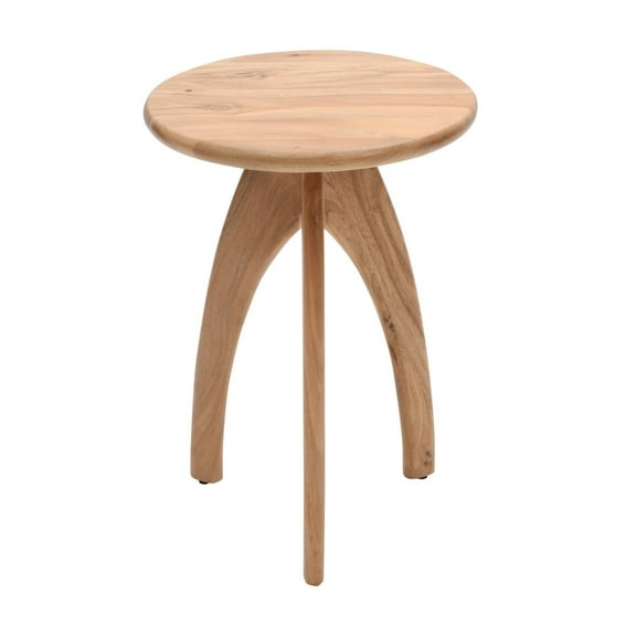 Jofran Aero Curved Space Age Round Mid-Century Modern Solid Wood Accent End Table