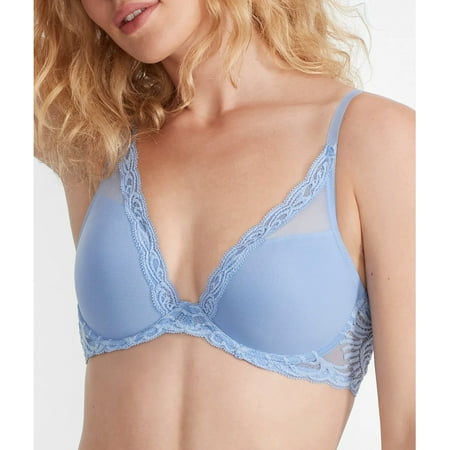 Natori COASTAL BLUE Feathers Contour Plunge Bra  US 32G  UK 32F