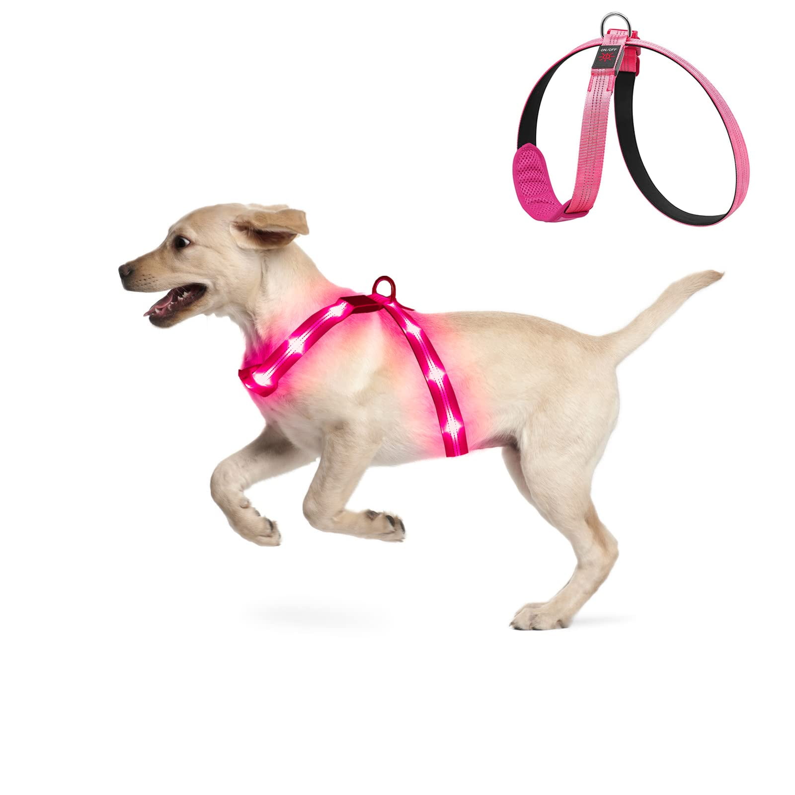 KOSKILL Light Up Dog Harness, Led Dog Harness Rechargeable, Lighted Dog Harness Glow in The Dark