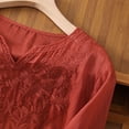 thumbnail image 6 of DHFJKG T Shirt For Women Boho 3/4 Sleeve Floral Embroidered Notch V Neck Summer Beach Loose Fit Tunic Top Comfortable Stylish Tops, 6 of 9
