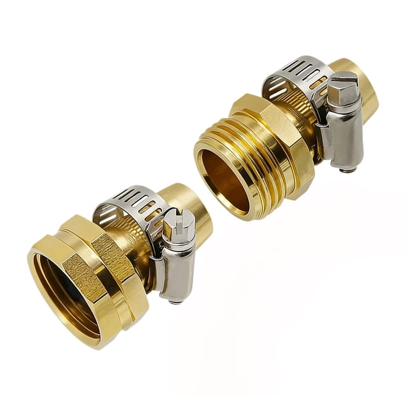 ZHZFKQ Garden Hose Repair Kit,3/4" GHT Hose Repair Kit,Aluminum Alloy Garden Hose Repair Water Hose Repair Kit,Gold