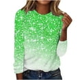 thumbnail image 2 of Homenesgenics Sequin Tops for Women Spring Plus Size Womens Clothes Printed Round Neck Pullover Long Sleeved Casual Plus Size Womens Clothes(Green,L), 2 of 4