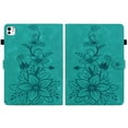 thumbnail image 3 of Case for iPad Air 11 2024/Pro 11 2022/2021/2020/2018/Air 4/Air 5, Flower Pattern PU Leather Multi-Angle Viewing Stand Shockproof Flip Case with Card Slot, Magnetic Clasp, Pencil Slot, Green, 3 of 11