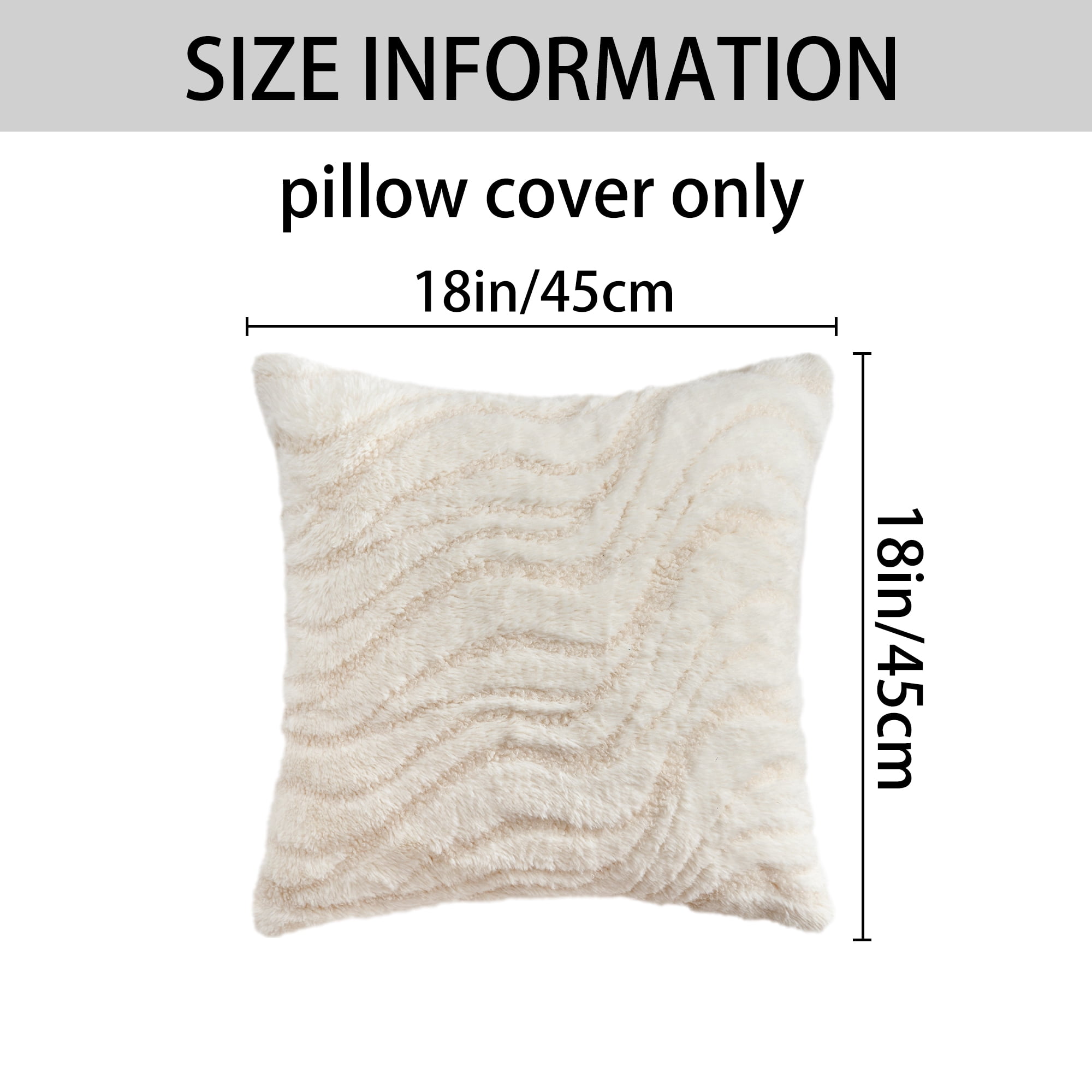 Unique Bargains 2 Pcs Farmhouse Plush Cushion Case Pillow Covers White 18" x 18"