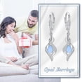 thumbnail image 6 of Opal Earrings 925 Sterling Silver Blue Opal October Birthstone Dangle Drop Dangly Leverback Earrings Valentine's Day Jewelry Gifts for Women, 6 of 6