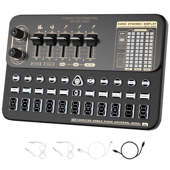 Podcast Equipment Bundle, BM-800 Recording Studio Package with Voice Changer, Live Sound Card - Audio Interface for Laptop Computer Vlog Living Broadcast Live Streaming YouTube TikTok