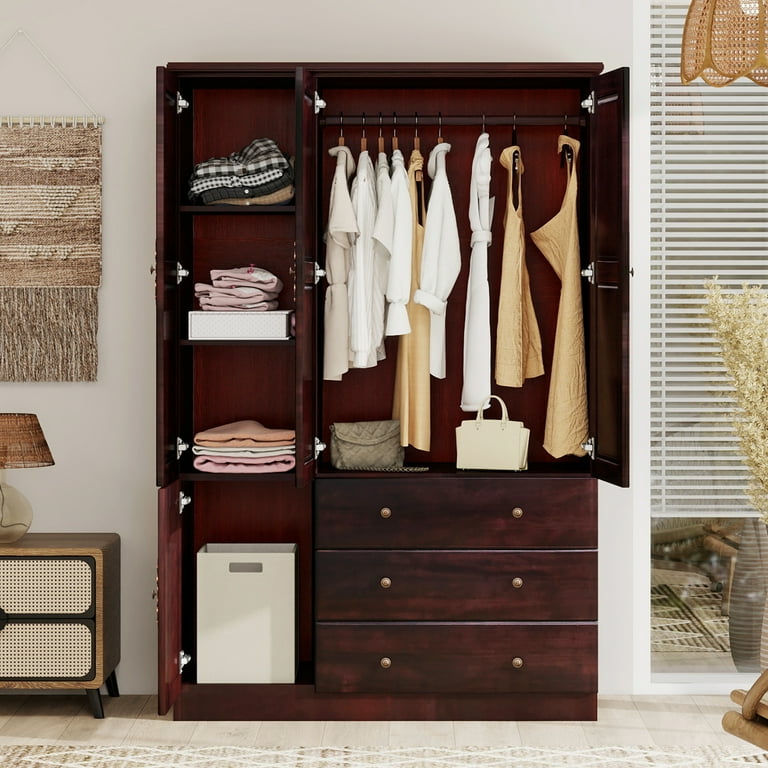 ModMakers 100% Solid Wood Armoire Wardrobe Closet with 3 Door