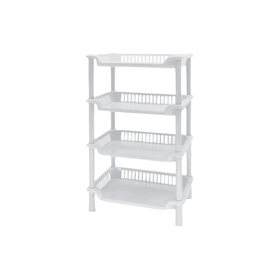 4-Tier Plastic Shelf for Storage, Shelving Unit Storage Rack Organizer Utility Shelf for Kitchen Office Garage Pantry Laundry Organization, Storage Rack for Pantry Closet