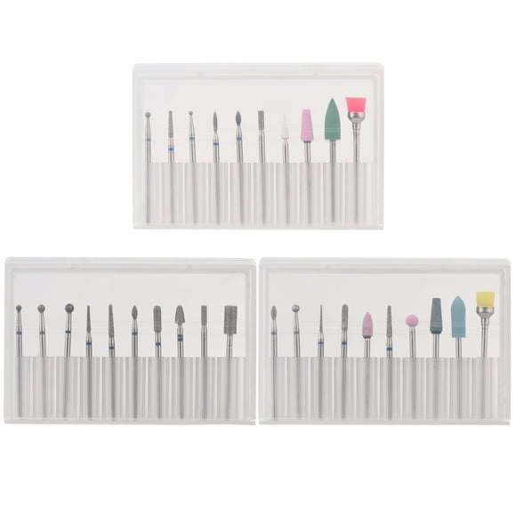 Amdohai Ensemble de Perceuse à Ongles 30 Pcs Acier Tungstène Drill Bits avec Mini Brosse de Nettoyage pour Enlever les Cuticules Vernis à Ongles Électrique Kit de Remplacement de Perceuse Outils de Manucure