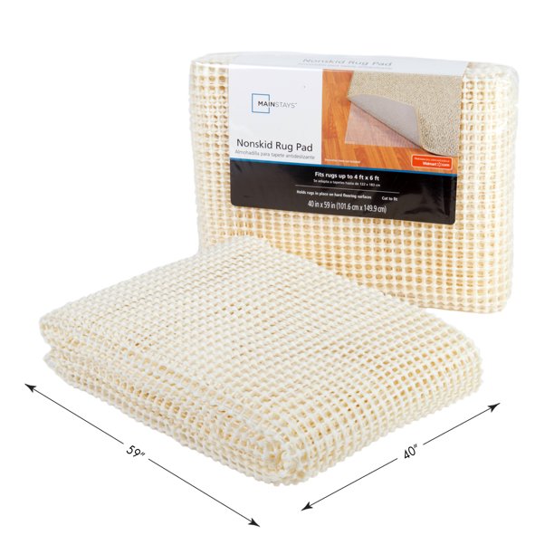 Mainstays Rug Saver NonSkid NonSlip Cream Rug Pad Fits up to 4' x 6