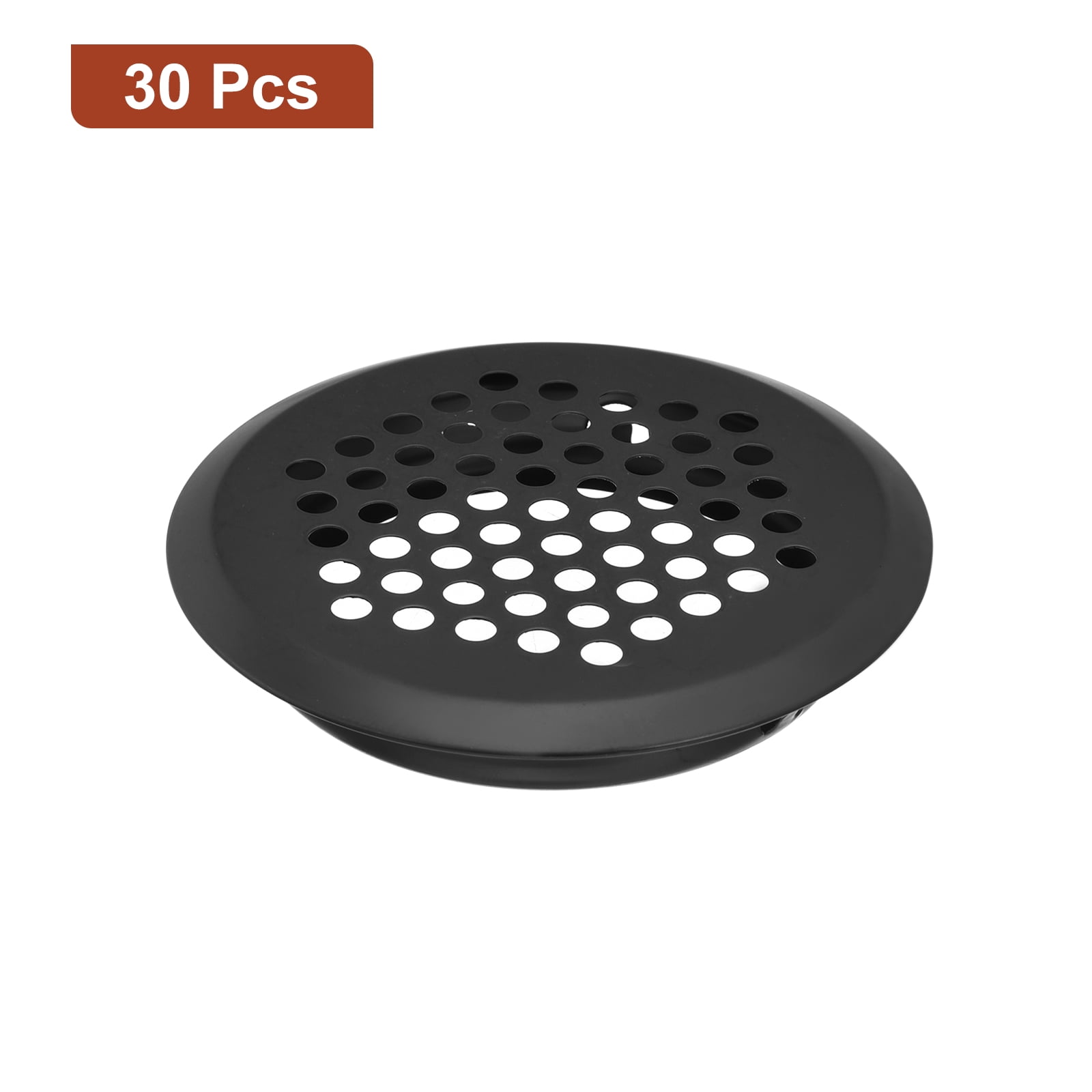 Uxcell 53mm(2-1/8") Circular Soffit Vent, 30pcs Stainless Steel Round Air Vents for Kitchen Bathroom Cabinet, Black