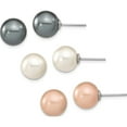 thumbnail image 1 of Sterling Silver Rh 10-11mm Wht/Pink/Blk Imit. Shell Pearl Earring Set Made In Canada qe12882set, 1 of 5