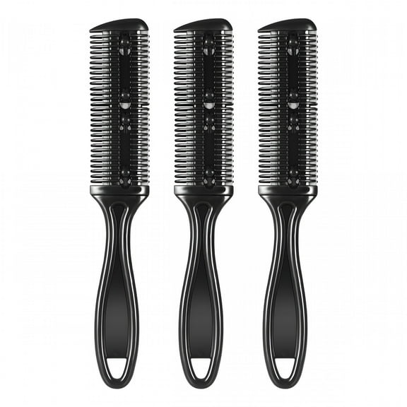 ACDANC 3pcs Hair Cutter Comb Double Side Haircut Scissors Metal Razor Plastic Hair Comb Cutter Trimmer with Stainless Steel Hair Shaper Razor for Both Long and Short Hair (Black)